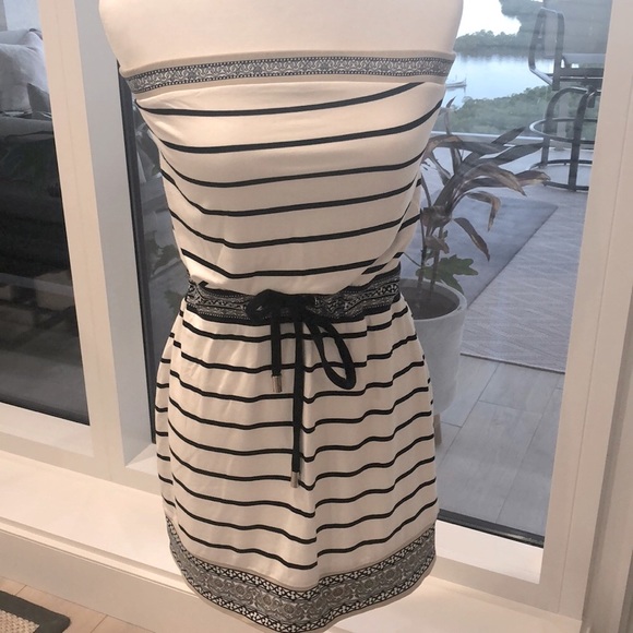 White House/Black Market XS strapless cotton&lycra * lined Has drawstring waist - Picture 2 of 6